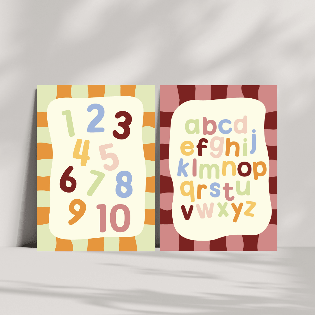 poster ontwerp voor de allerkleinsten met letters en cijfers