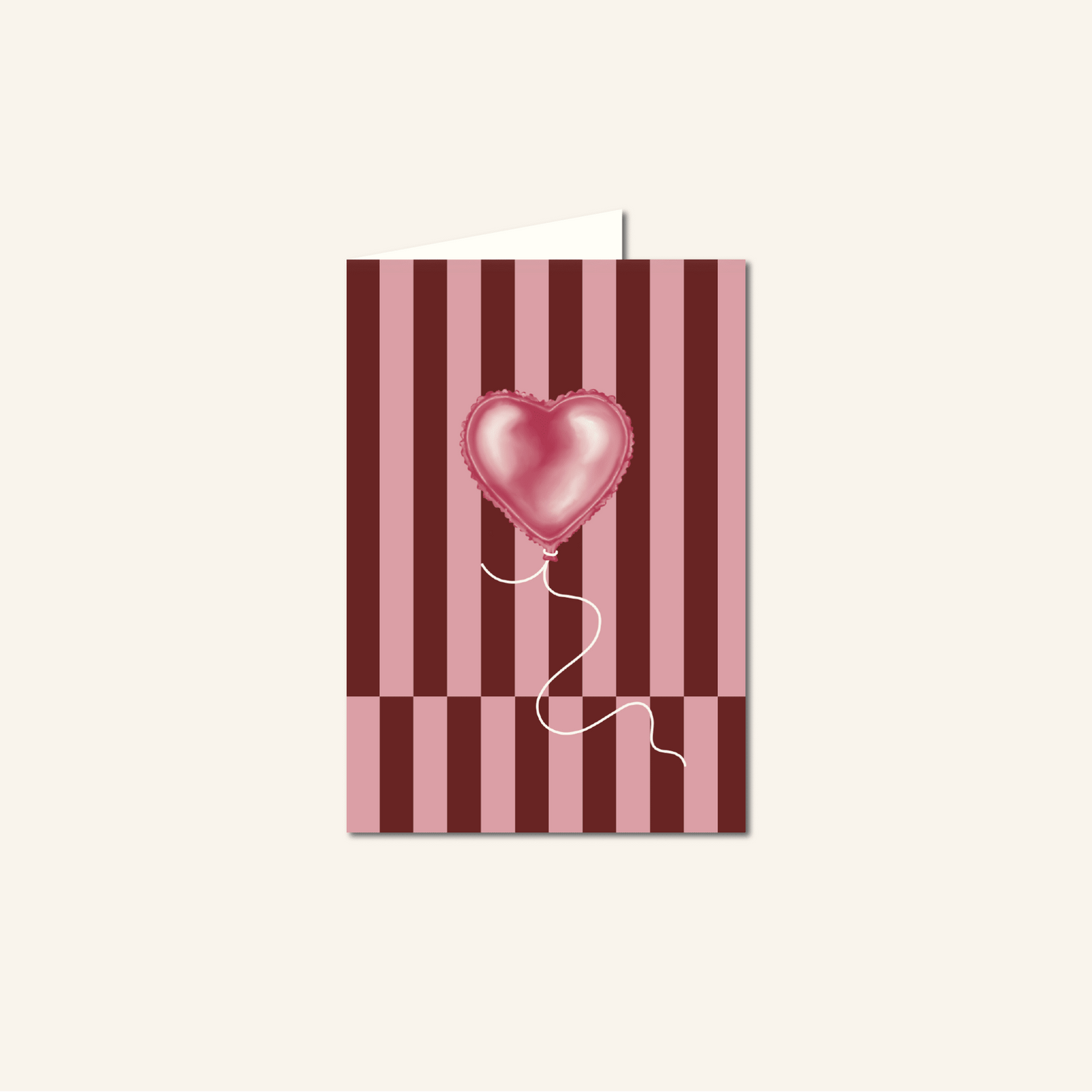 hartjes ballon roze rood strepen burgundy wenskaart postcard Nederland met envelop