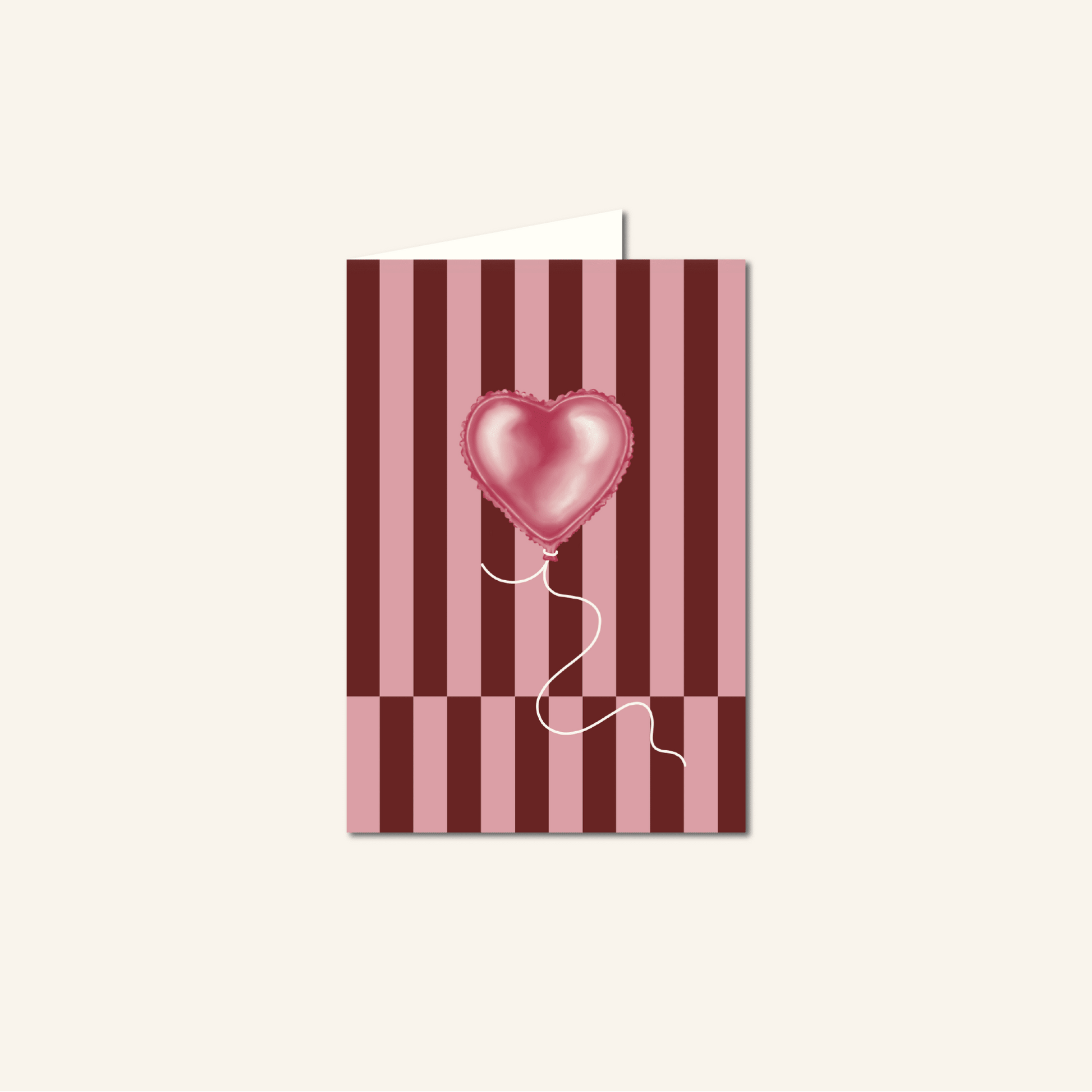 hartjes ballon roze rood strepen burgundy wenskaart postcard Nederland met envelop